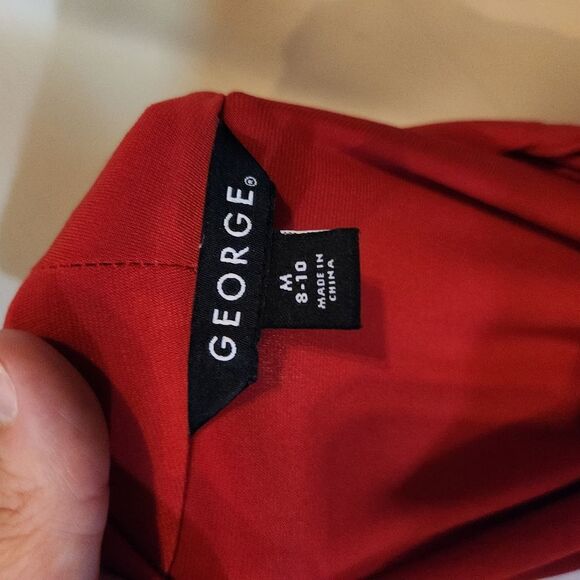 George Red Blouse with Draped Neckline - Picture 4 of 5